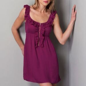 UO Kimchi Blue Magenta Zip Up Ruffle Sundress XS